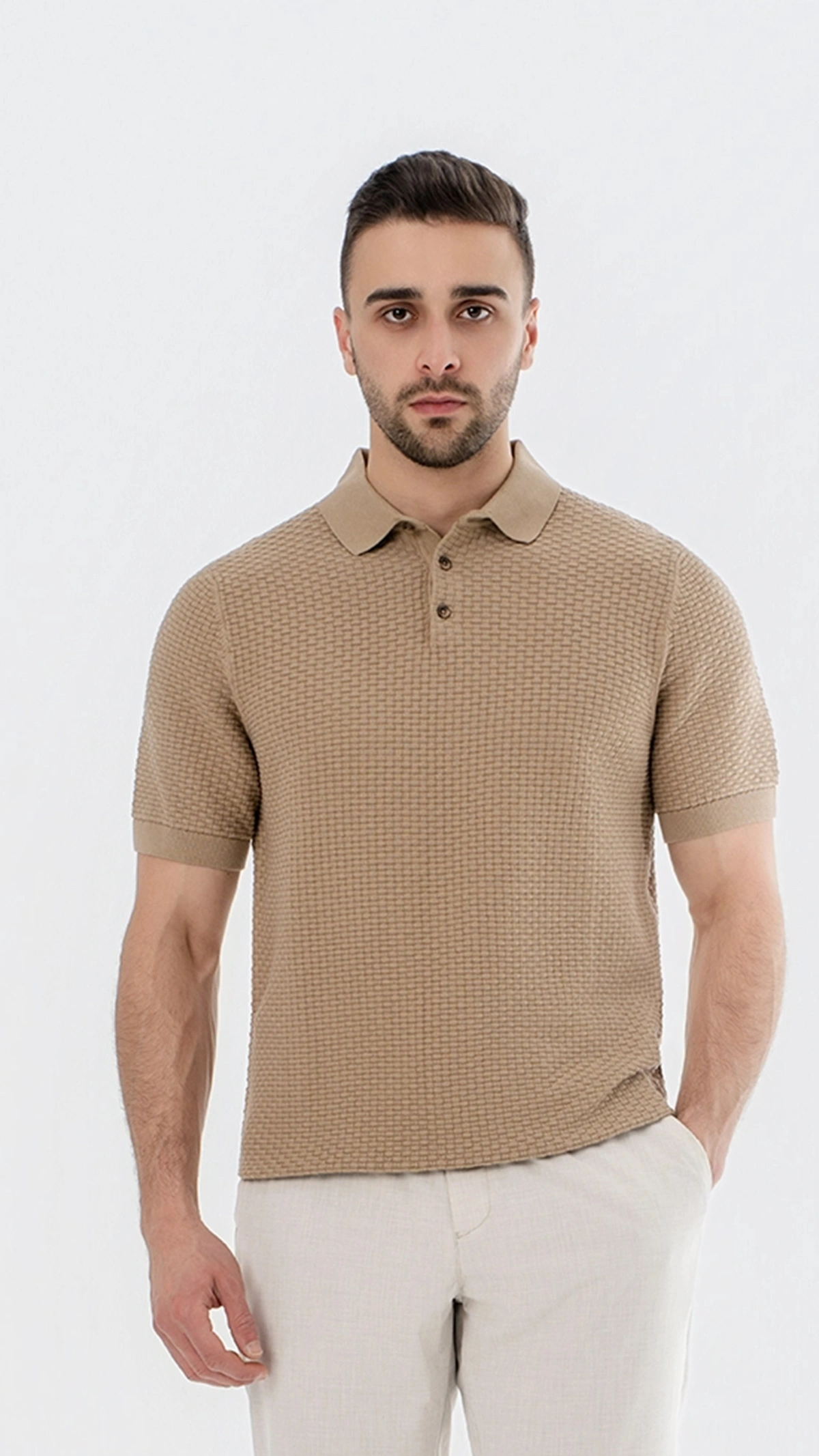 Woven Textured Polo