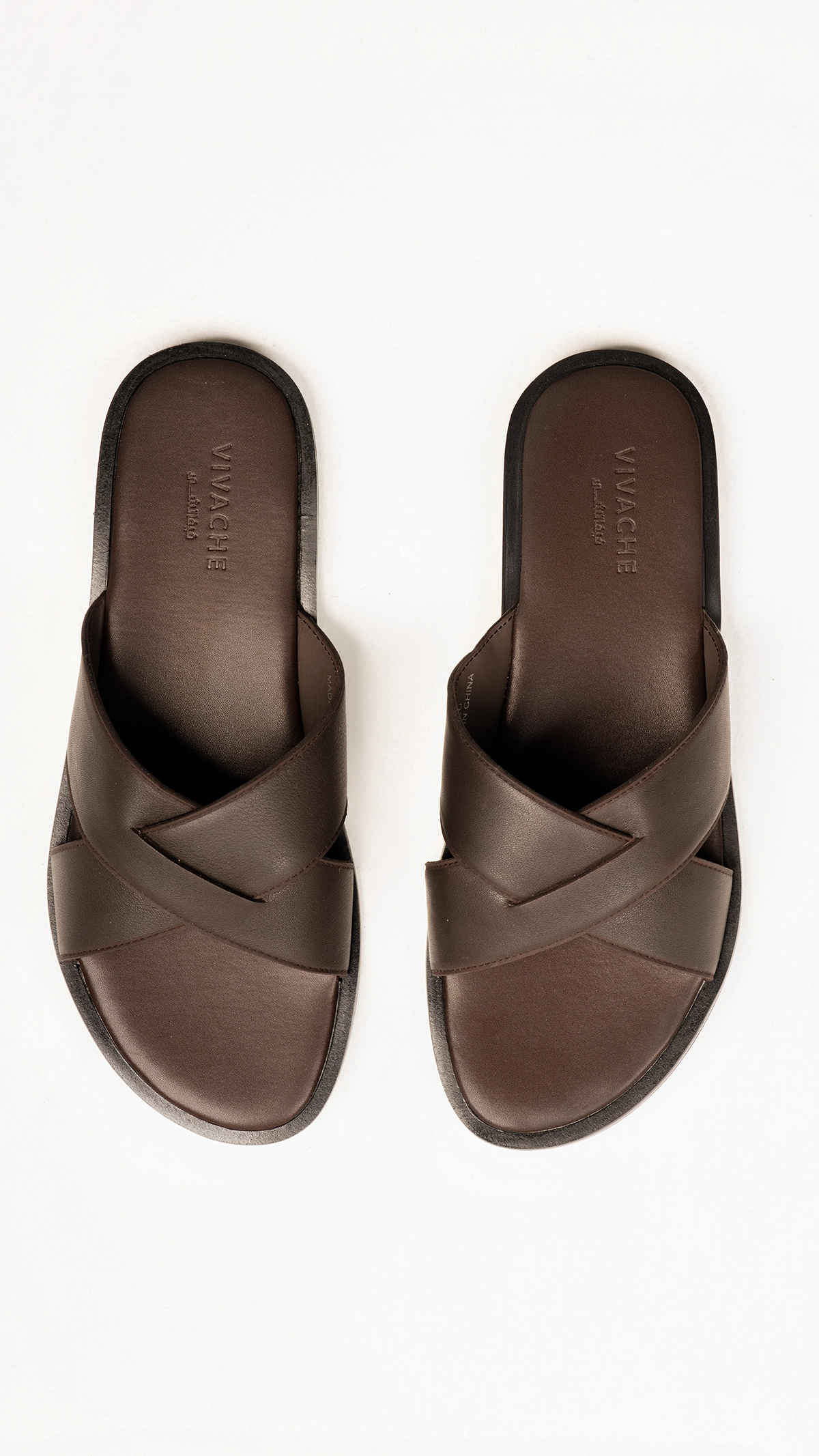 Leather Crossband Slides