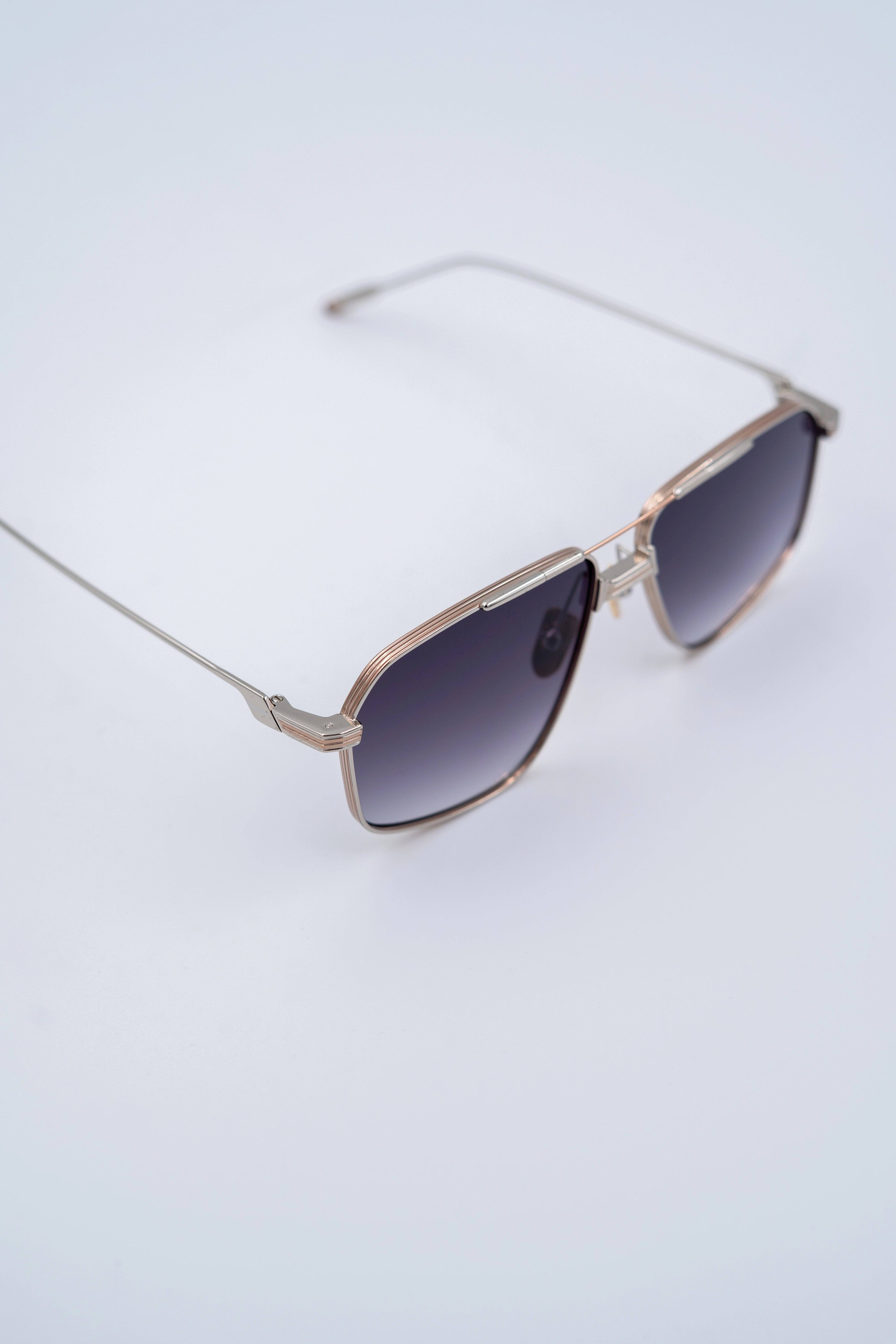 Metallic Geometric Aviator double Bridge Sunglass