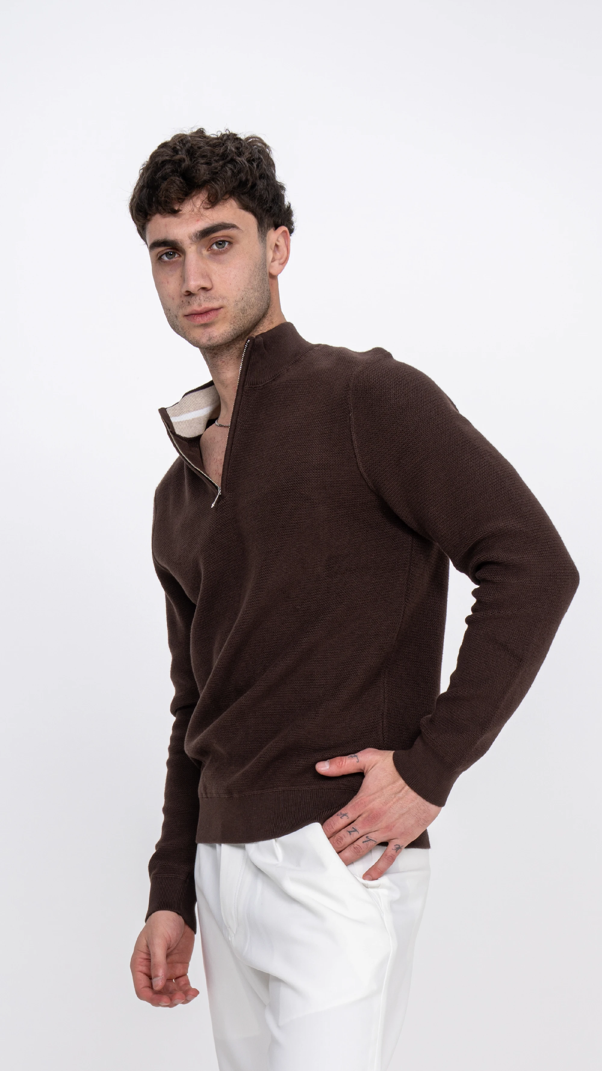 High Neck Half Zipper Sweater