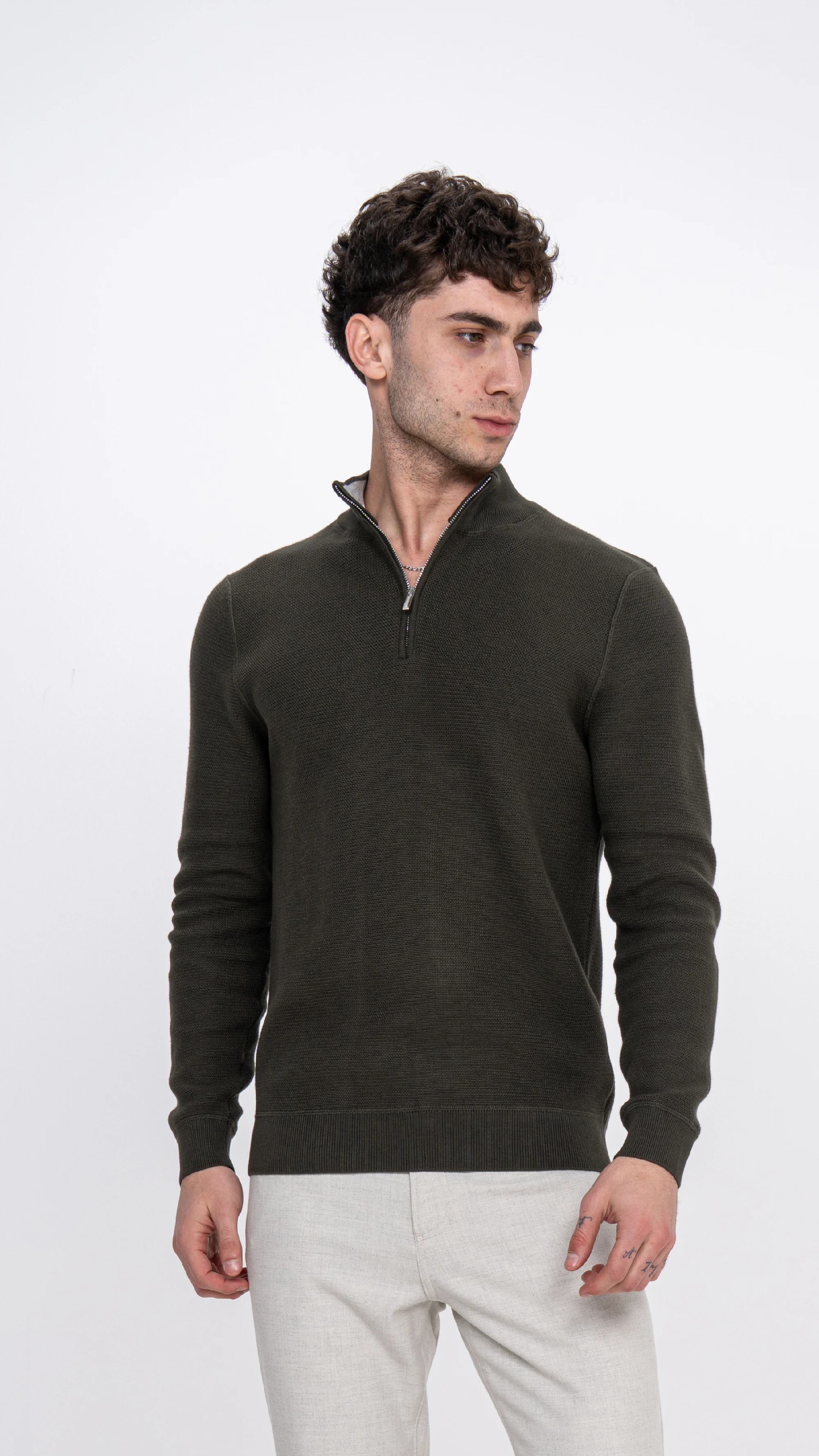 High Neck Half Zipper Sweater