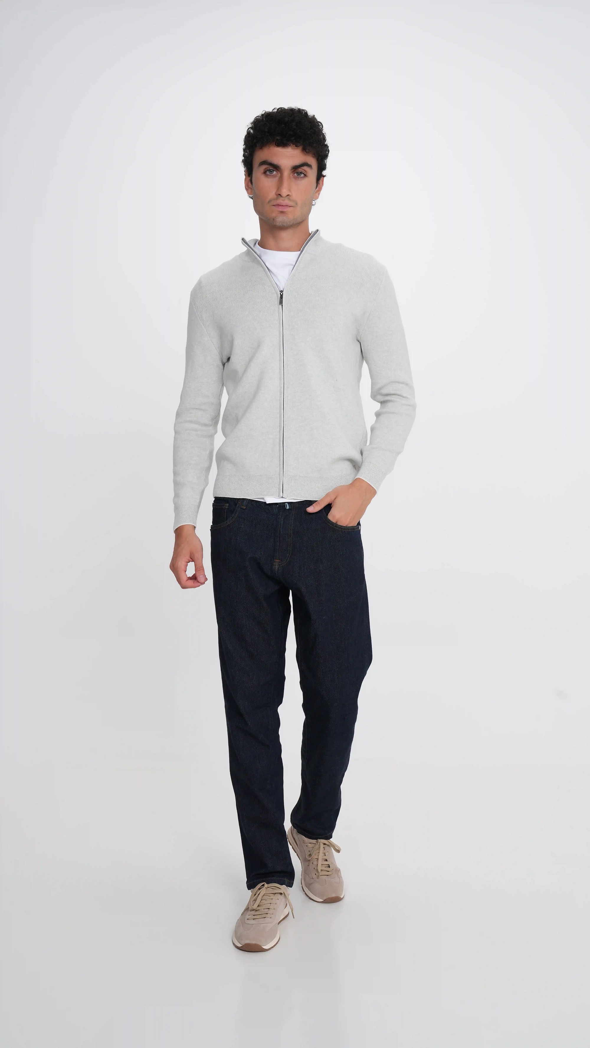 Slim Fit Front Zip Sweater.