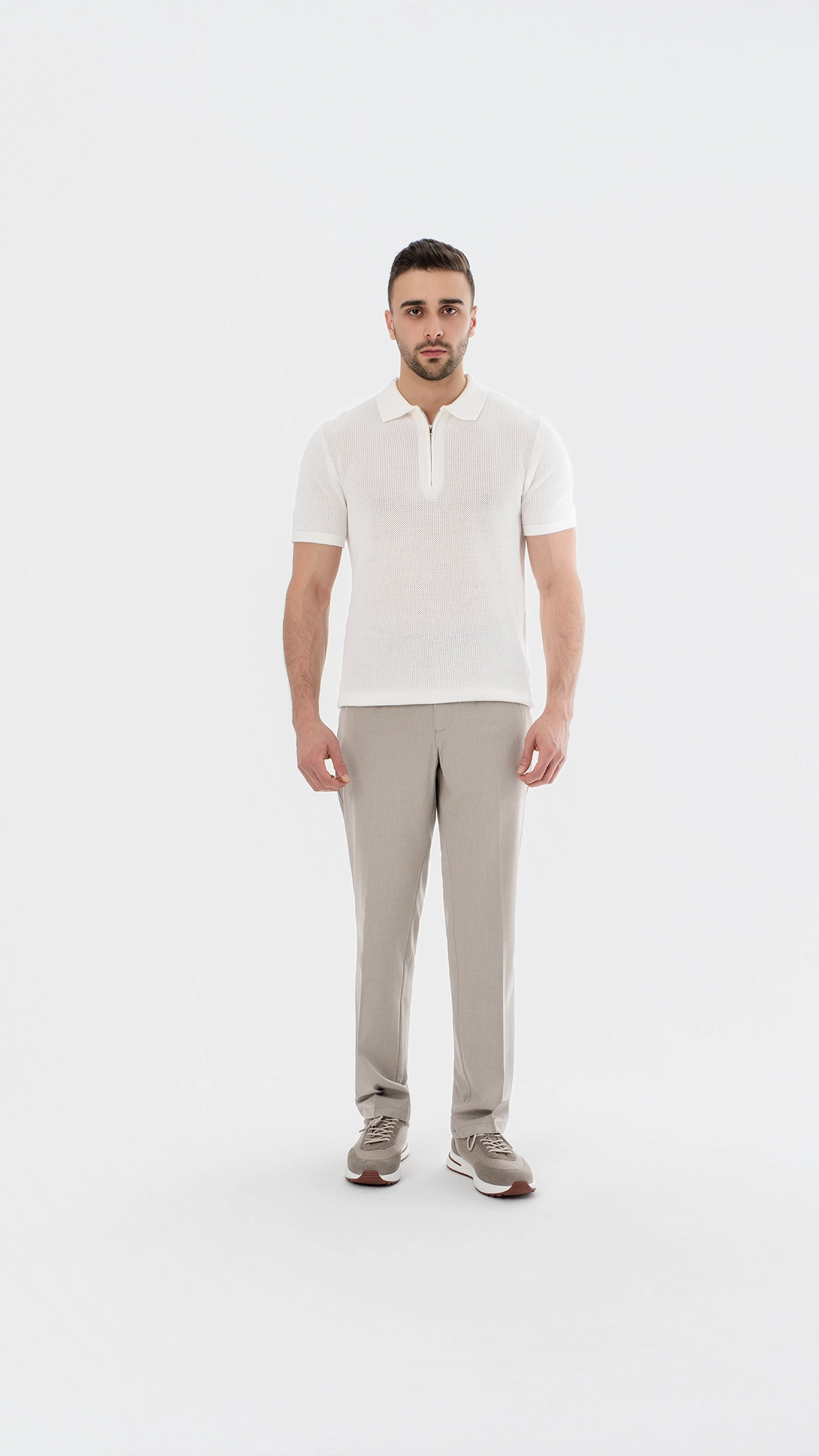 Textured Knit zip polo