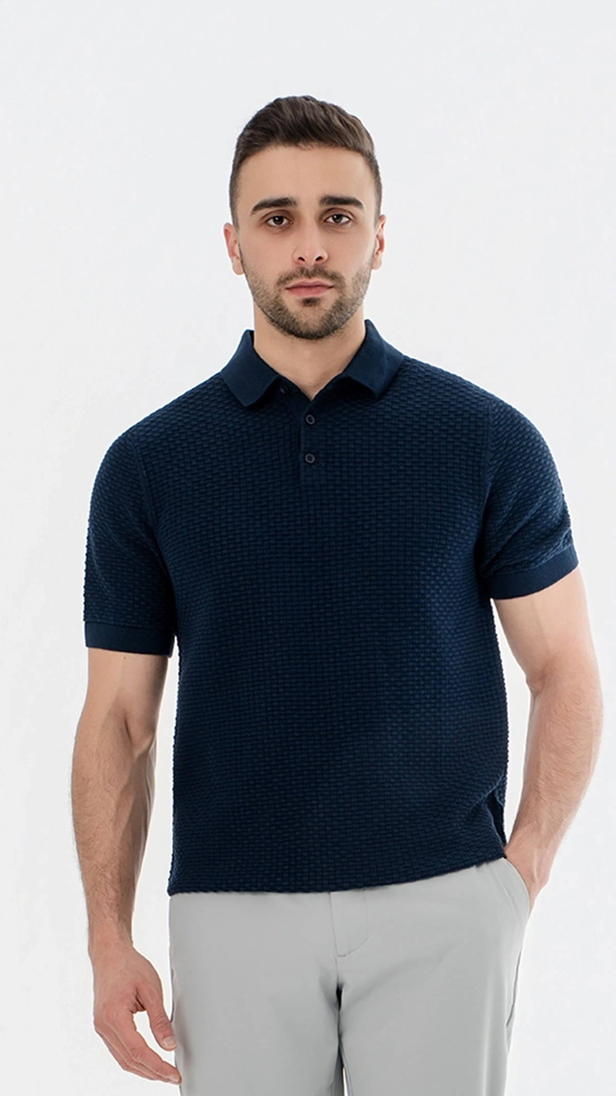 Woven Textured Polo