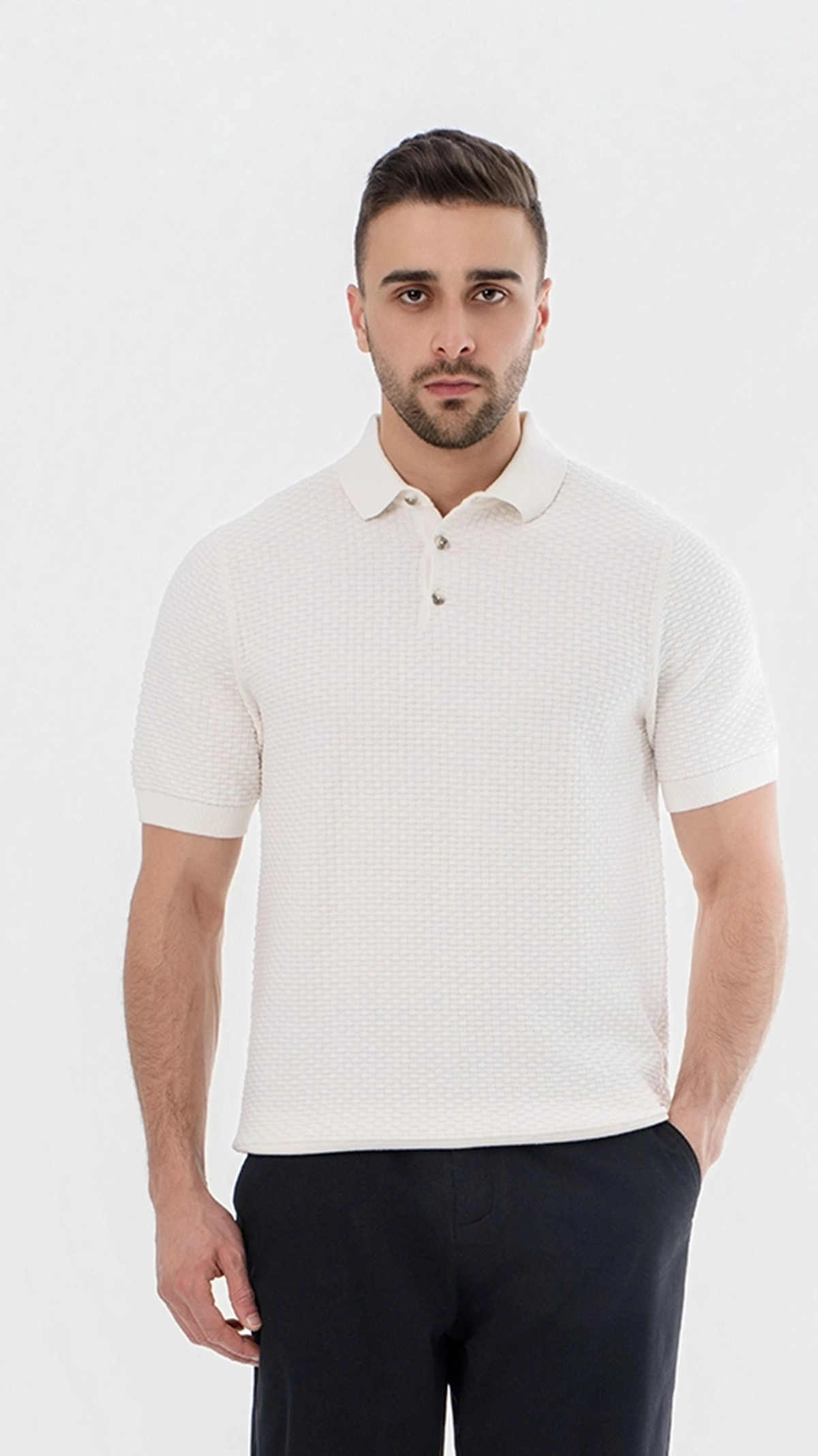 Woven Textured Polo