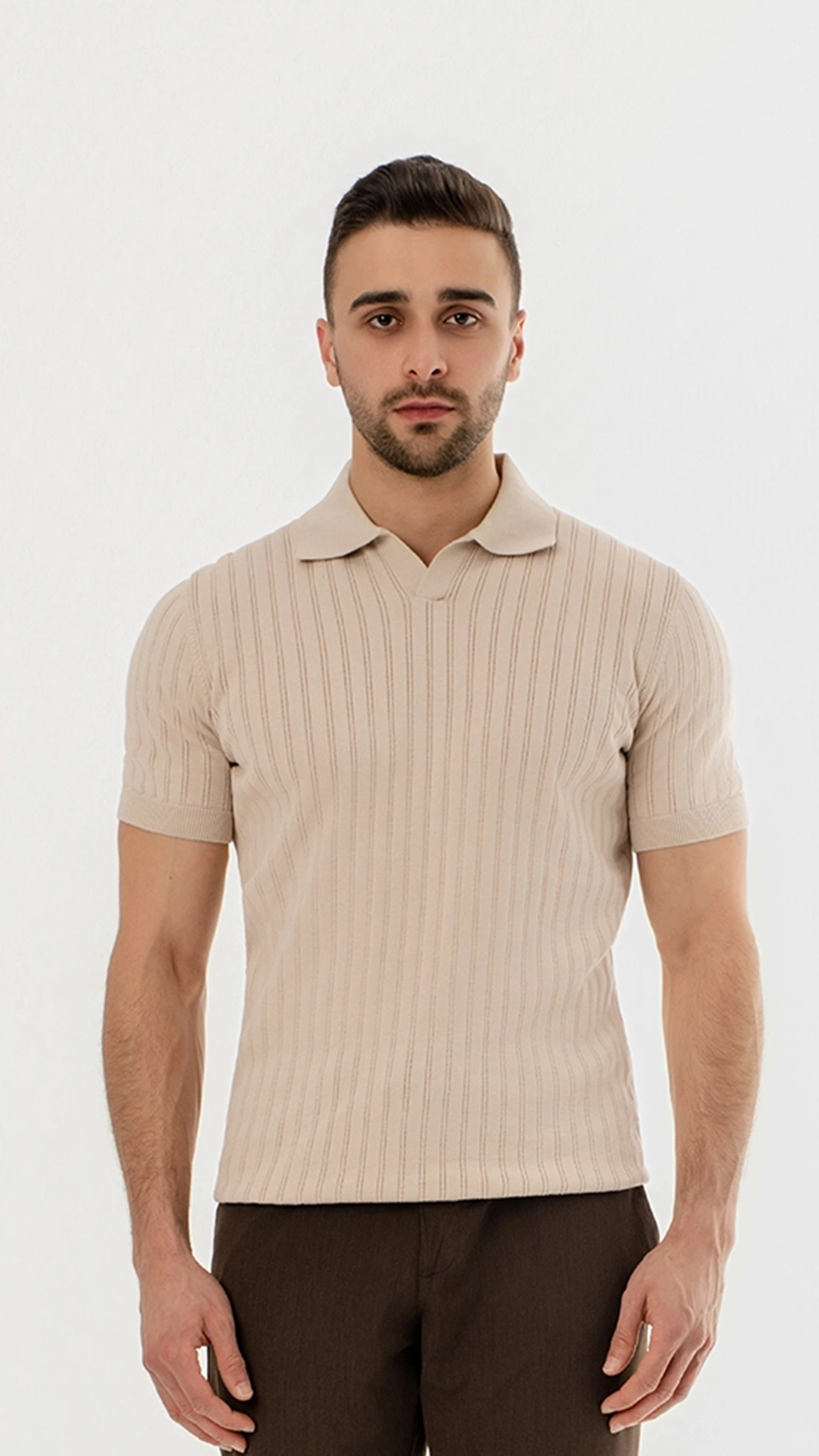 Open Collar Knit Polo