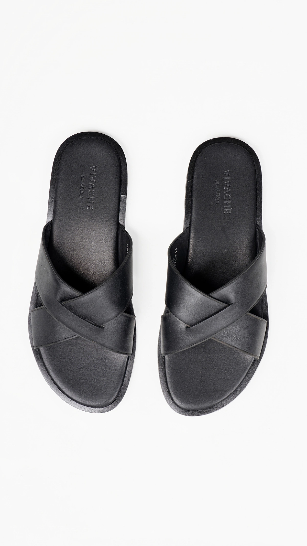 Leather Crossband Slides