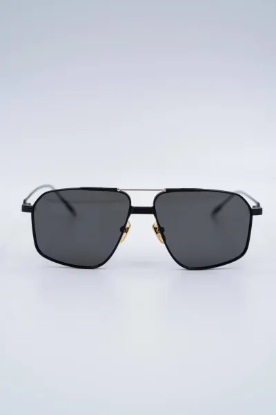 Metallic Geometric Aviator double Bridge Sunglass